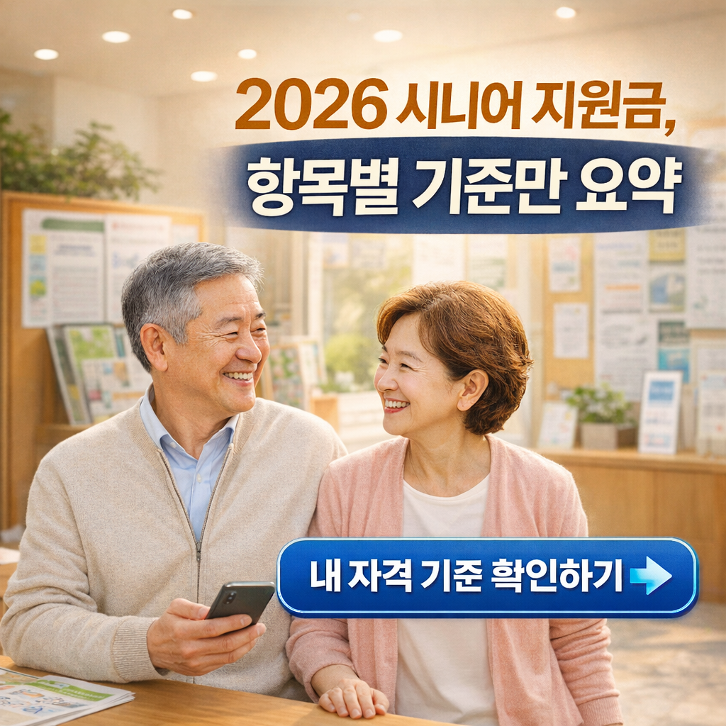 2026년 시니어 정부지원금 항목별 요약