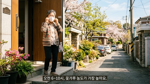 꽃가루 알레르기 마스크 외출 시간대