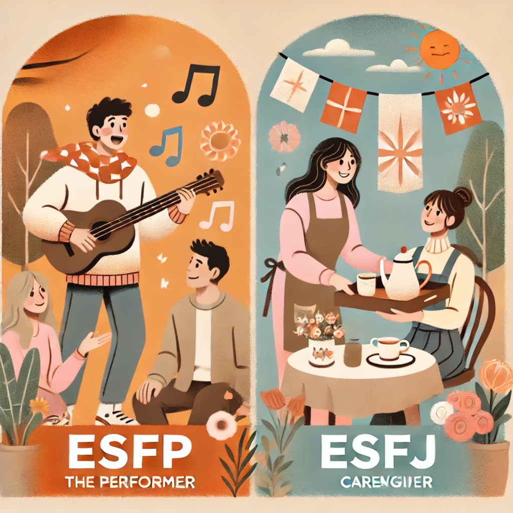16유형 ESFP(외향적 감각형)과 ESFJ(외향적 감정형)의 차이점이 보이시나요?