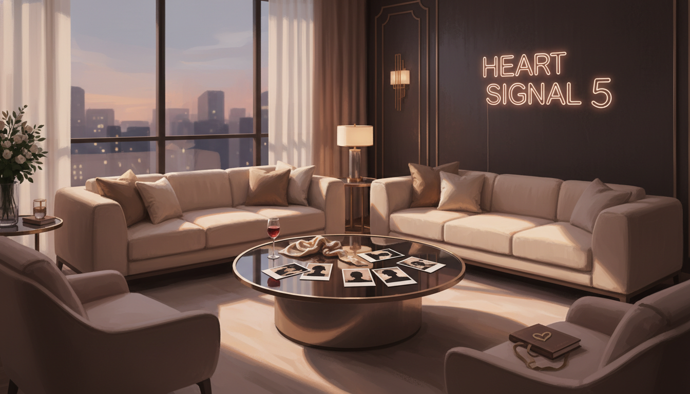 하트시그널5의 로맨틱한 시그널 하우스 거실과 폴라로이드 사진들