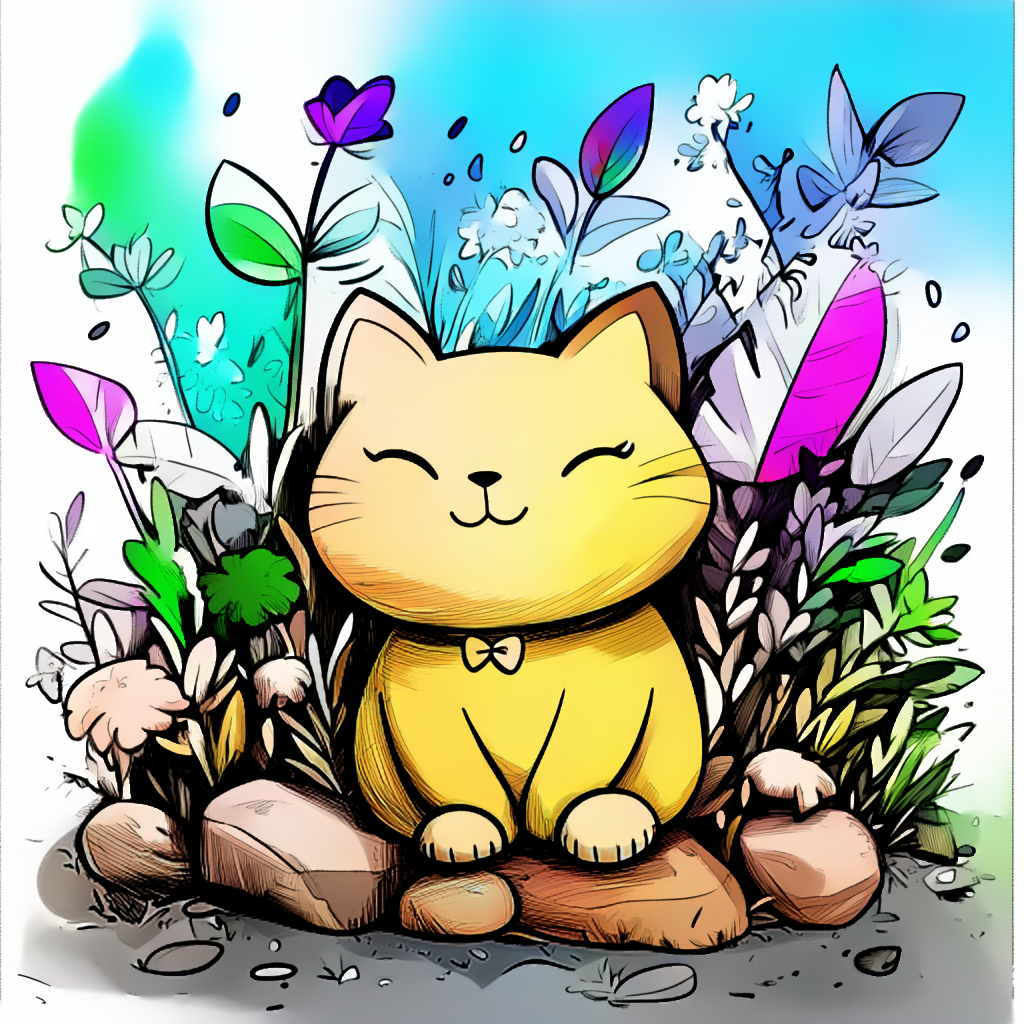 웃고 있는 고양이 채색