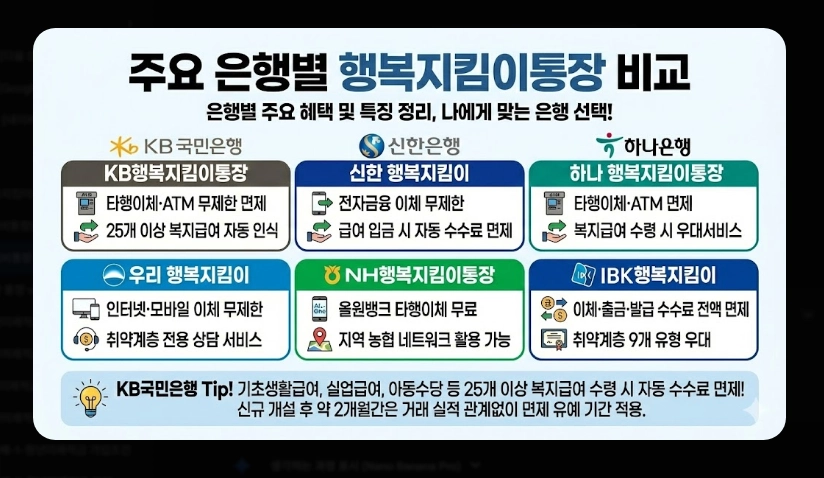 생계비통장 은행별 우대혜택 비교 [2026년 최신] 수수료 면제 및 금리 우대 조건 정리