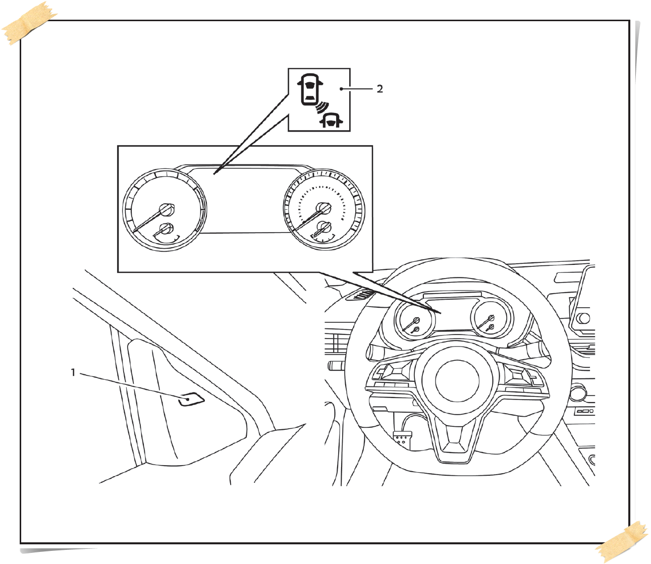 도어쪽 BSW경고등과 계기판 경고 표시등