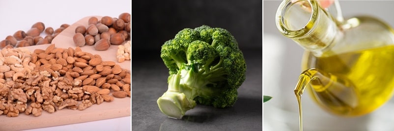 당뇨에 좋은 음식, 각종 견과류, 브로콜리, 엑스트 버진 올리브유