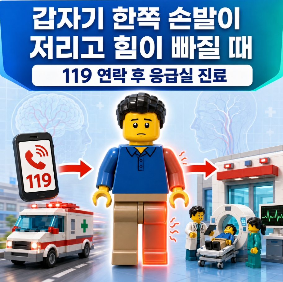 갑자기 한쪽 손발이 저리고 힘이 빠질 때 119에 연락해 응급실 진료를 받는 과정