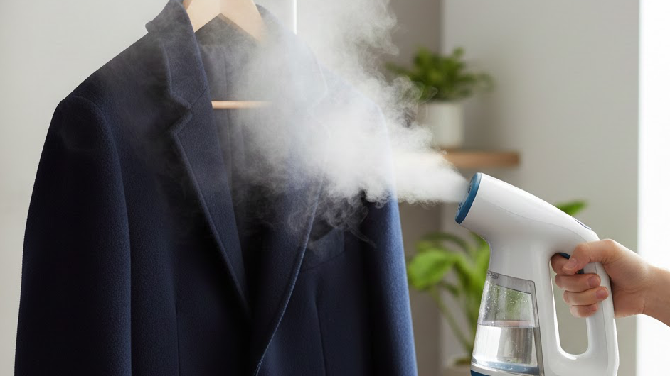 스팀으로 냄새 빼는 사진