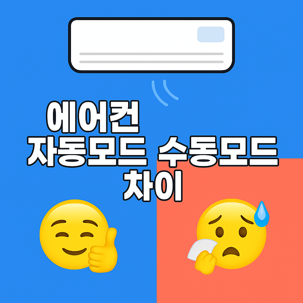 에어컨자동모드수동모드차이를 나타내는 그림