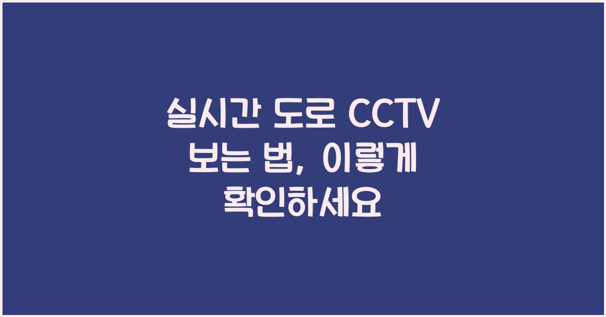 실시간 도로 cctv 보는 법