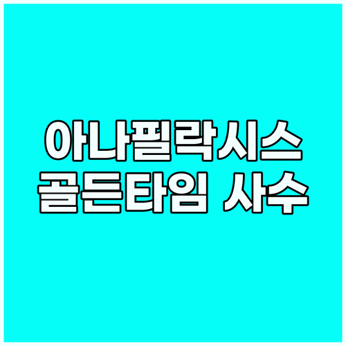 아나필락시스 급성 알레르기 골든타임 ..