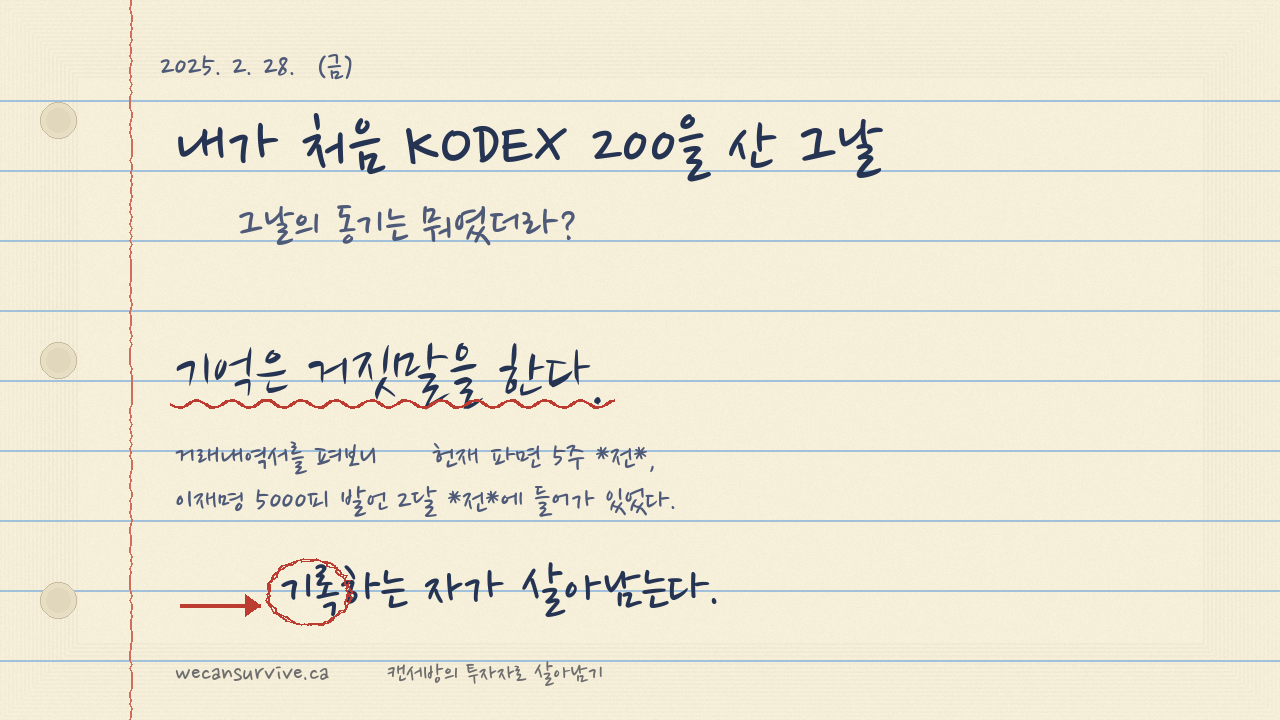 내가 처음 KODEX 200을 산 날