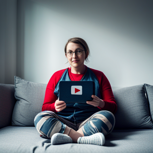 유튜브를 보고 제품 구매를 고민하는 여성의 모습