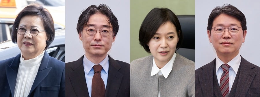 한미약품그룹 창업주 배우자인 송영숙 한미그룹 회장, 장남 임종윤 한미사이언스 사내이사, 장녀 임주현 한미사이언스 부회장, 차남 임종훈 한미사이언스 대표.