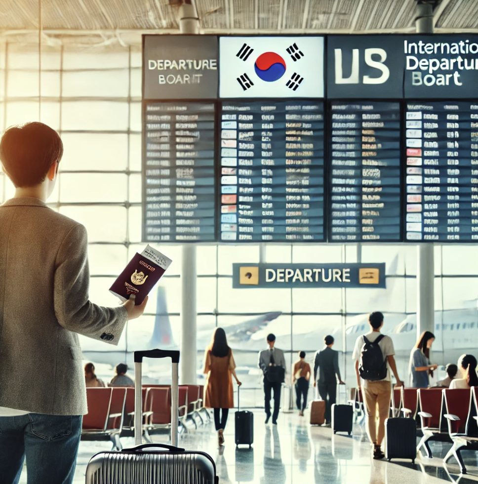 해외 출국 준비 중인 공항 모습