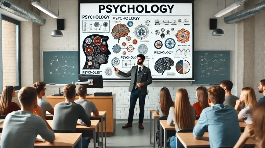 심리학을 강의하고 있는 심리학자 사진