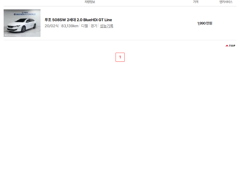푸조 508 중고차 가격 시세표 유지비