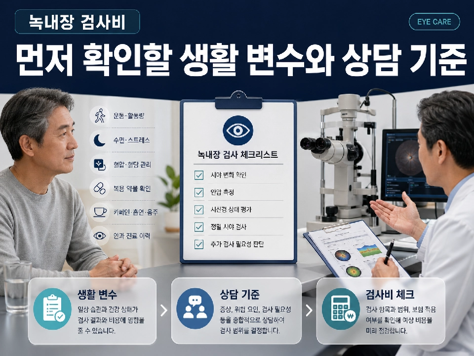 50대/60대 이상 녹내장 검사비 필요할 때 먼저 확인할 생활 변수와 상담 기준
