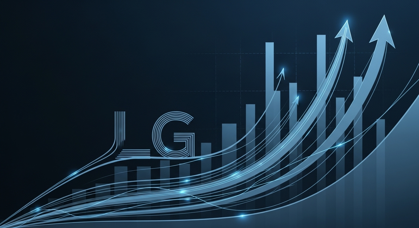 미래 산업 투자의 중요성을 상징하는 상승 그래프와 시장 동향을 나타내는 추상적인 이미지.