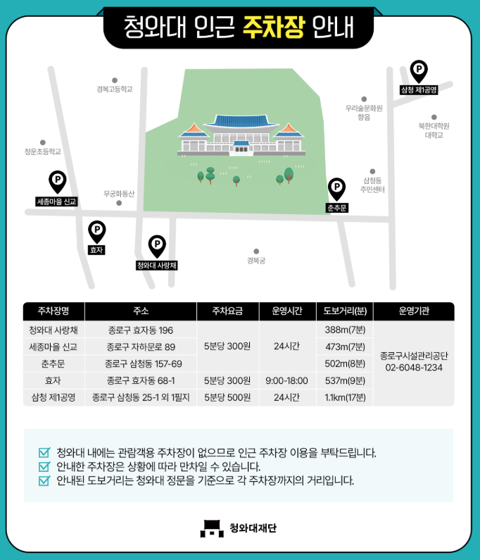 청와대 관람 신청 예약 관람코스 교통정보