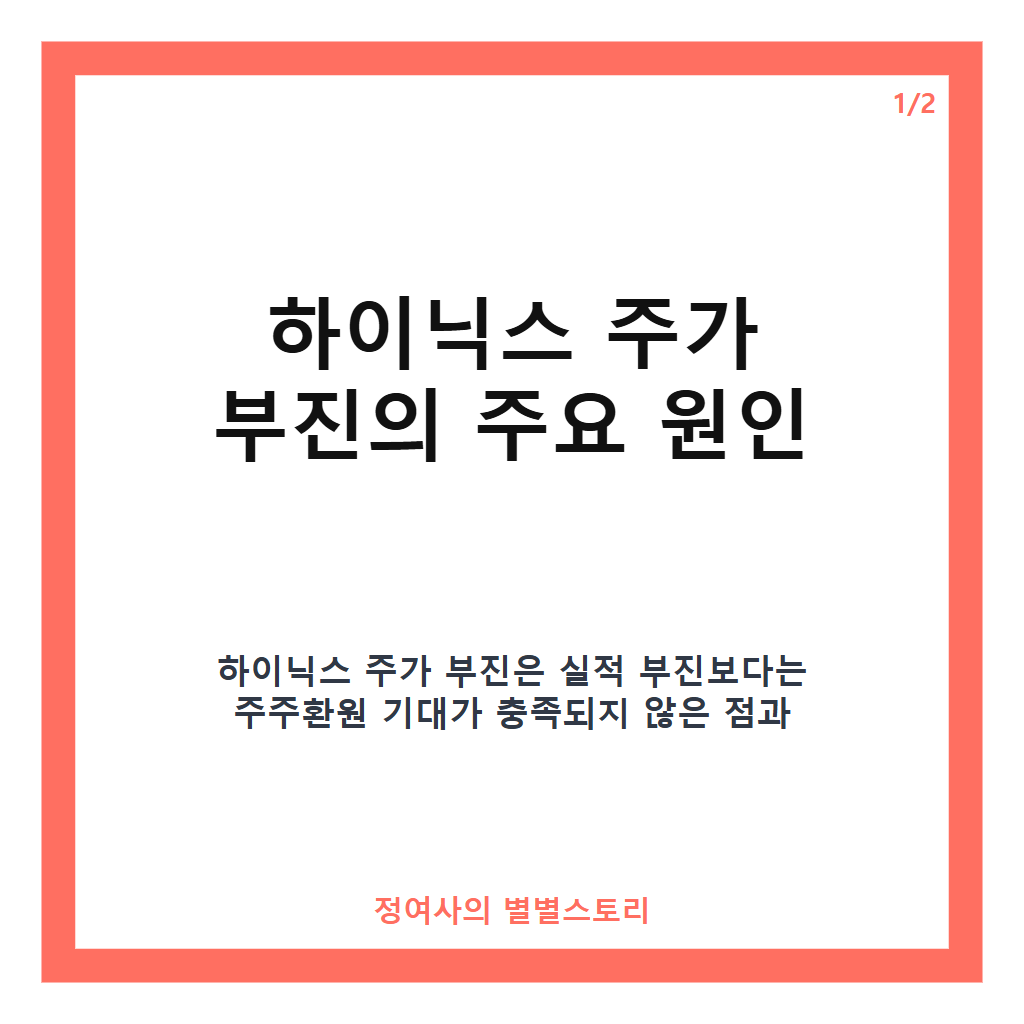 하이닉스 주가 부진과 논란, 실적 호조에도 주주환원 지연과 자회사 중복상장 우려 영향 카드뉴스 1