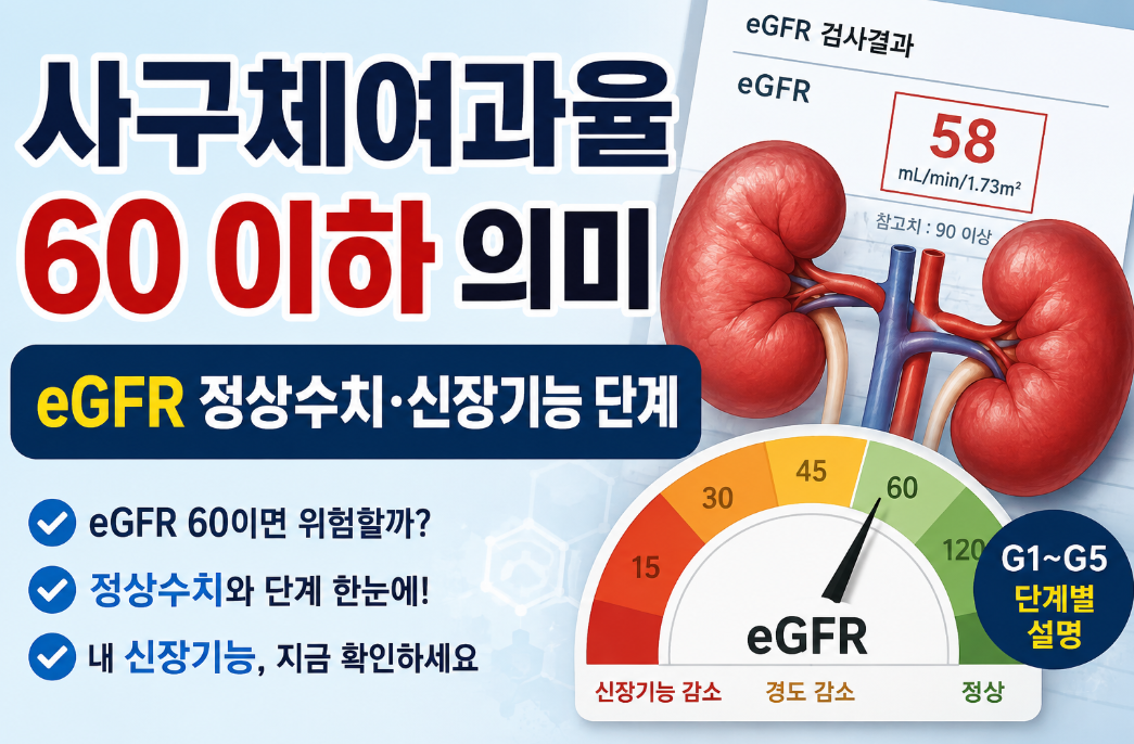 사구체여과율 60 이하 의미｜eGFR 정상수치&middot;신장기능 단계