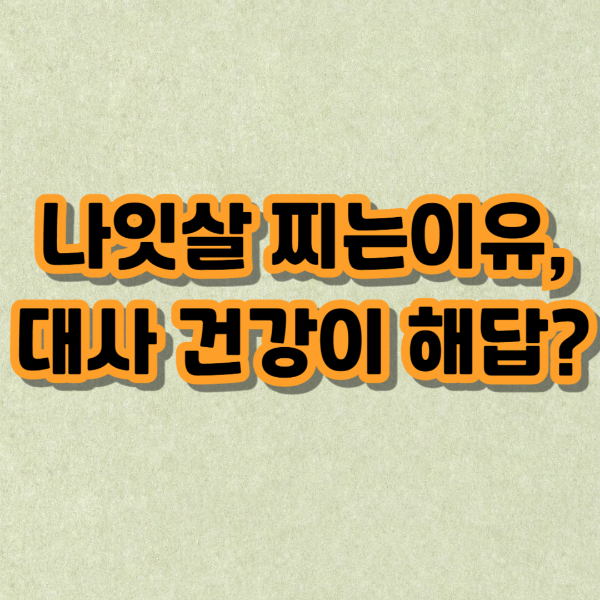 나잇살이 찌는 이유, 대사 건강이 해답? 텍스트