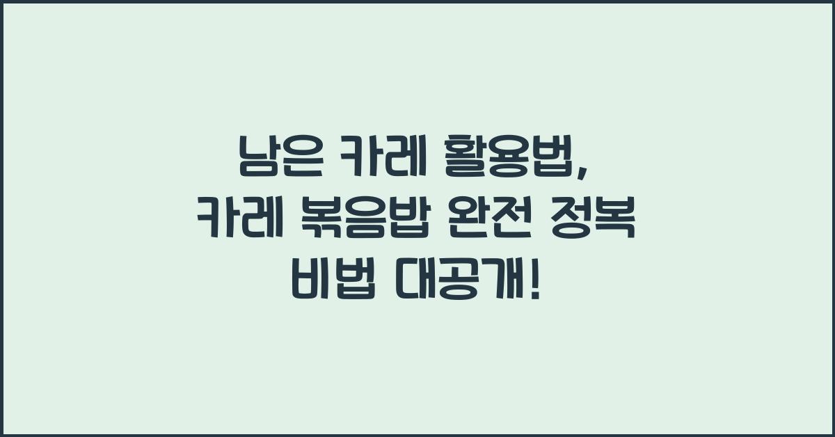 남은 카레 활용법, 카레 볶음밥 완전 정복
