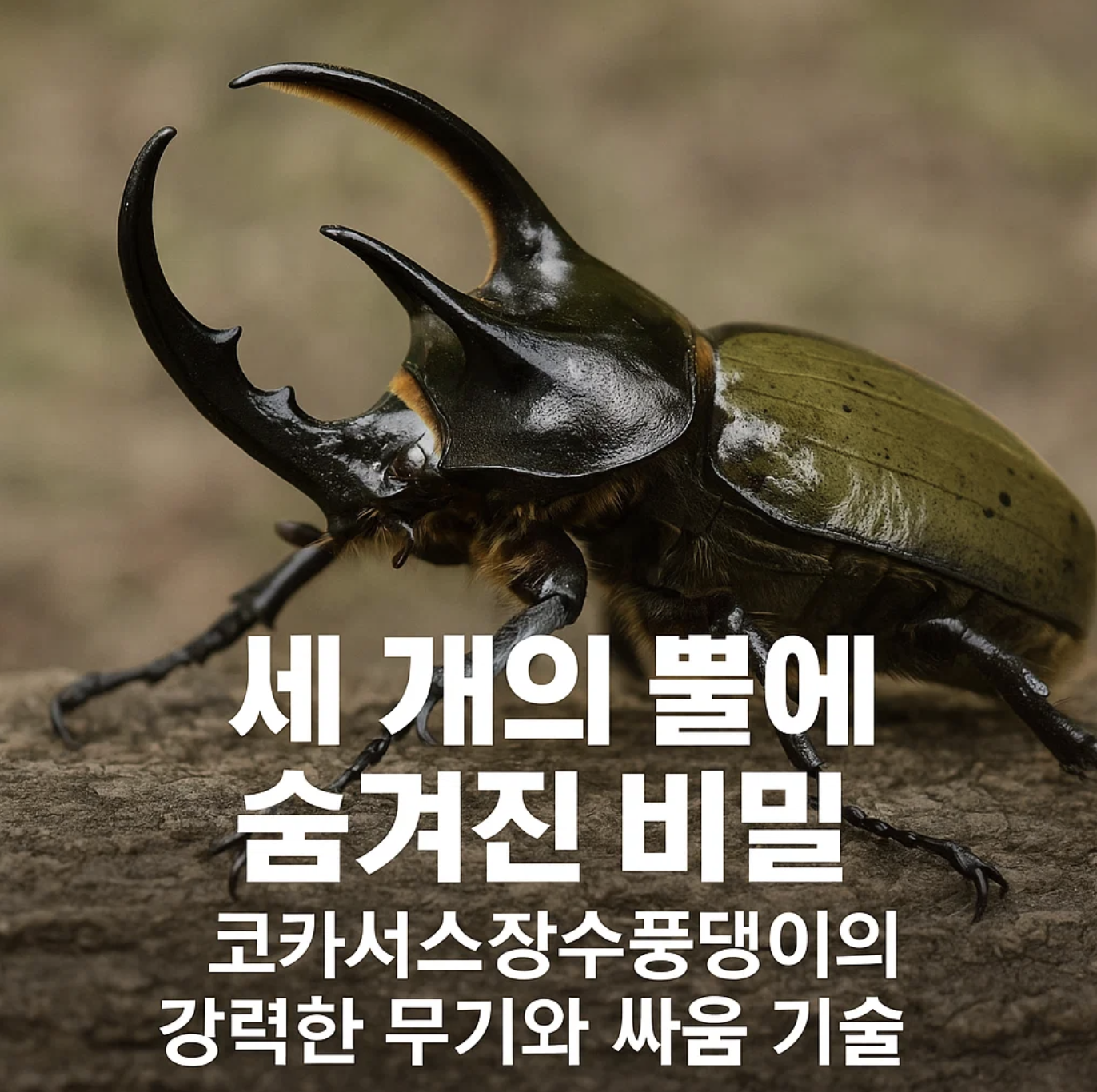 세 개의 뿔에 숨겨진 비밀, 코카서스장수풍뎅이의 강력한 무기와 싸움 기술