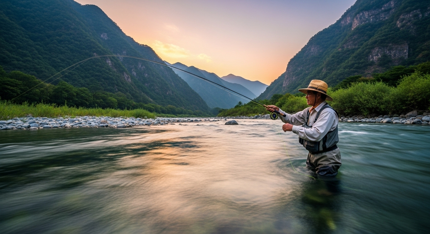 플라이낚시 하는 사진
