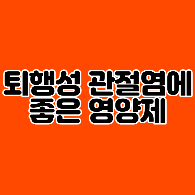 퇴행성 관절염에 좋은 영양제