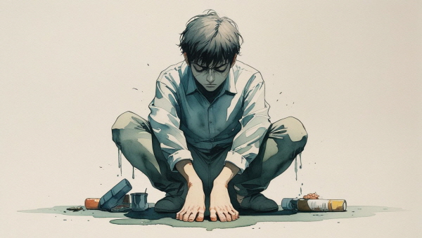 INFJ의 중독은 현실 속에서 이상을 지키려는 고독한 시도입니다. 감정을 숨기고 조용히 반복되는 습관에 기대는 그들의 모습은, 단순한 의존이 아닌, 무너지는 자신을 붙잡기 위한 방식이었습니다에 관한 그림