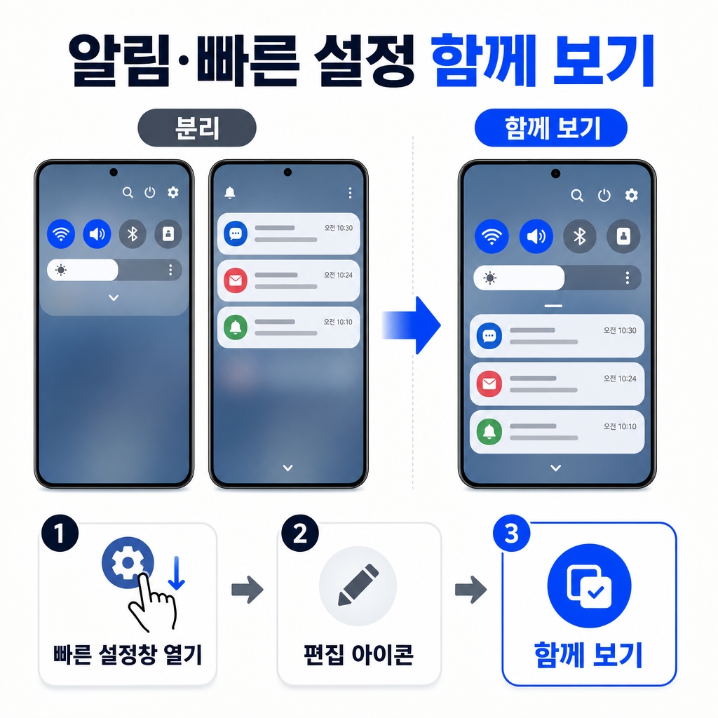 알림창과 빠른 설정창을 예전처럼 함께 보기