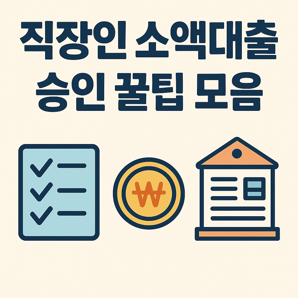 직장인 소액대출 승인 꿀팁을 안내하는 체크리스트 기반 금융 인포그래픽 이미지