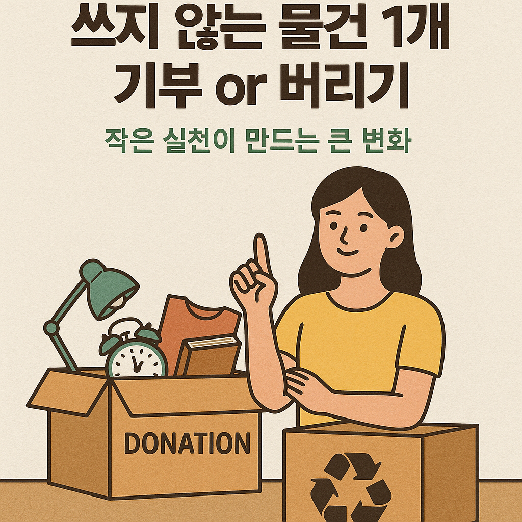 쓰지 않는 물건 1개 기부 or 버리기, 작은 실천이 만드는 큰 변화