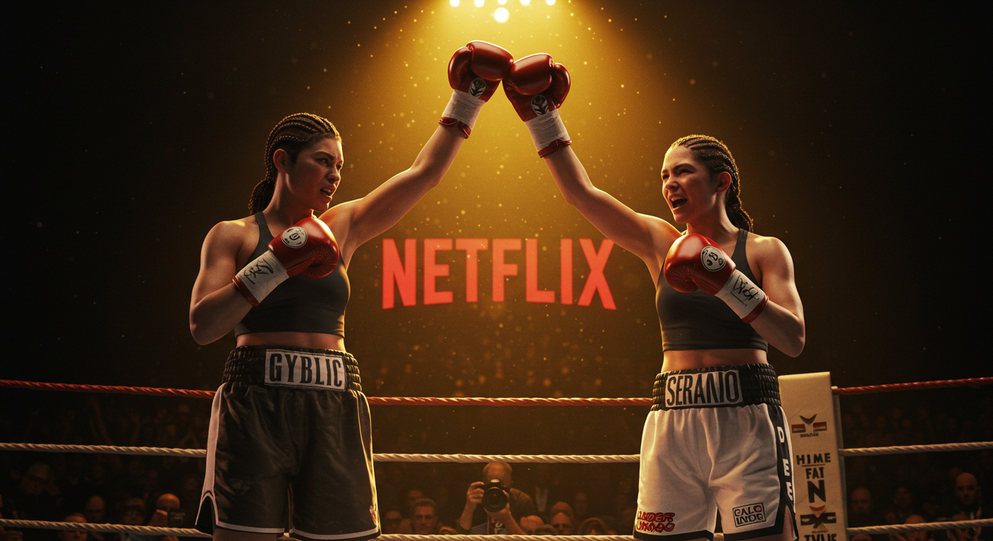 여성 복싱 타이틀 매치 테일러와 세라노의 대결 장면