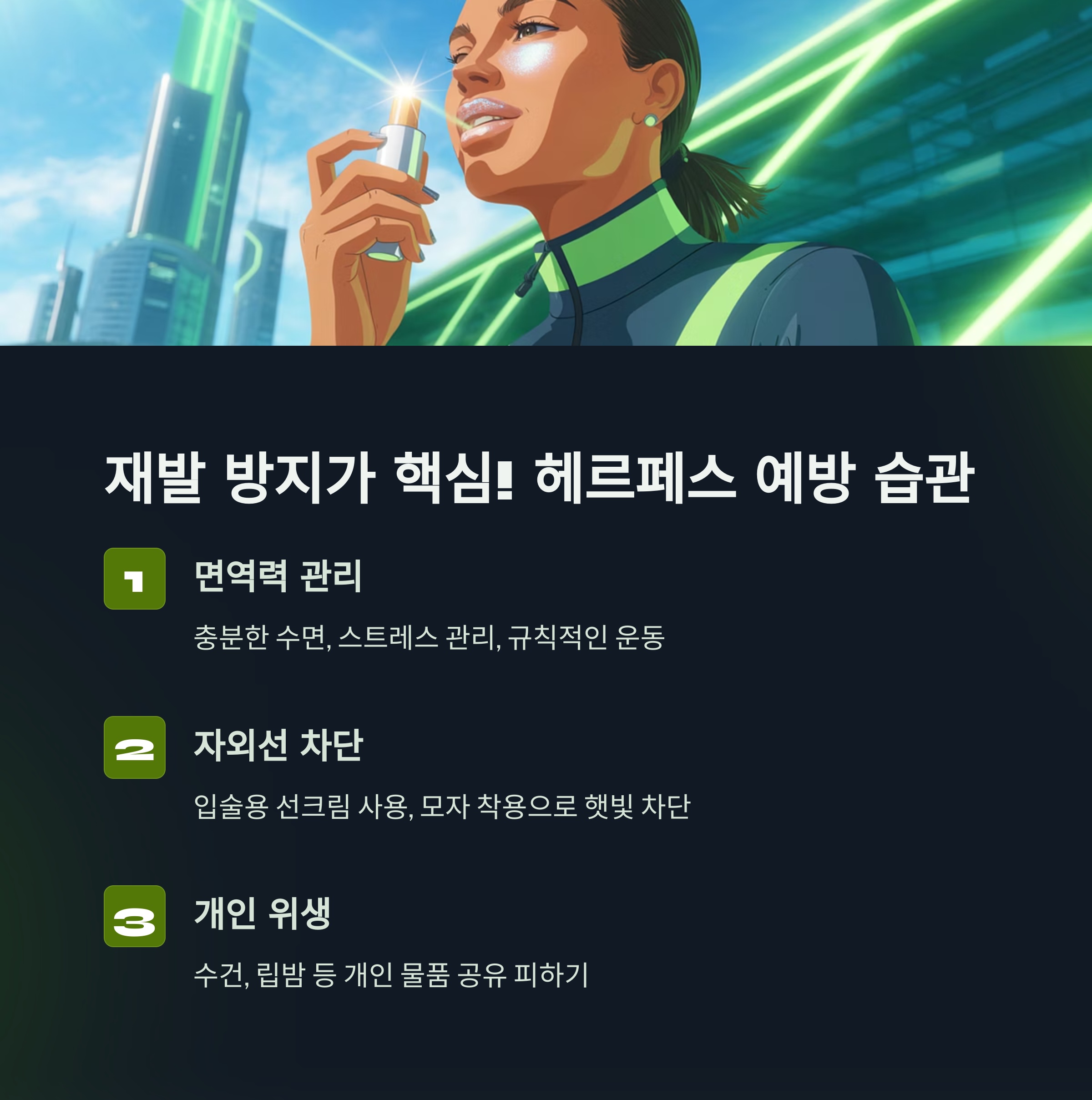 재발 방지가 핵심! 헤르페스 예방을 위한 생활 습관 🧘♀️
