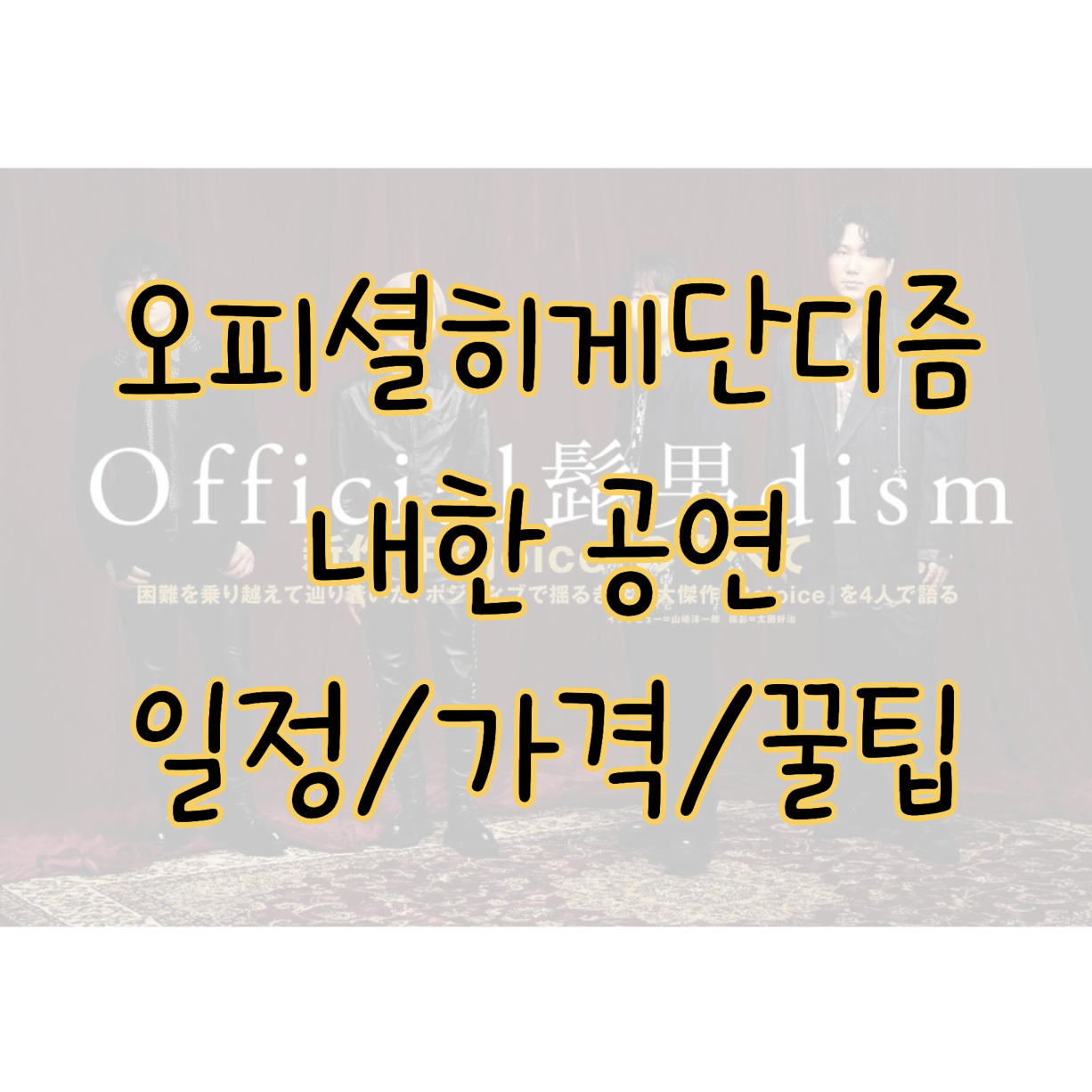 2024 오피셜히게단디즘 내한 공연 티켓예매 공연 일정 꿀팁 총정리 표지