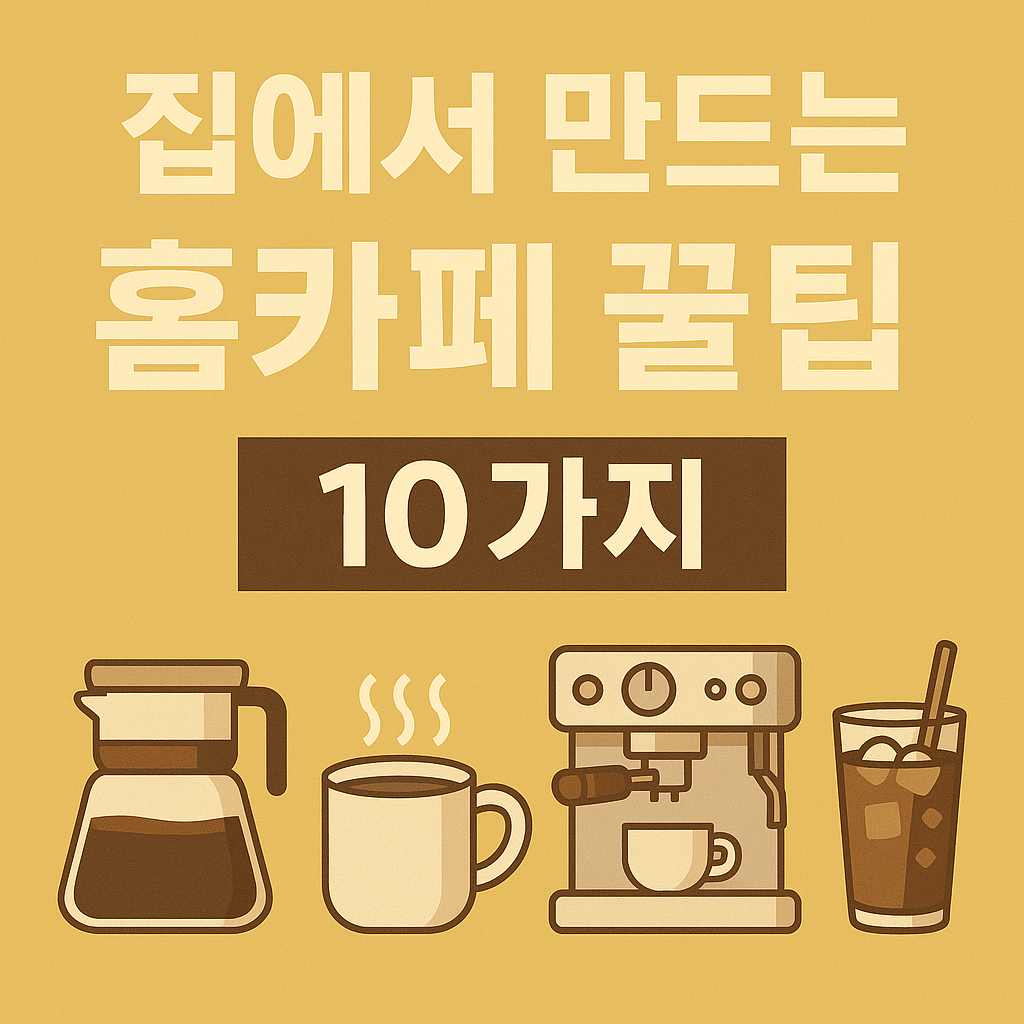 집에서 만드는 홈카페 꿀팁 10가지 ❘ 가성비 기기·레시피·인테리어 가이드 인포그래픽