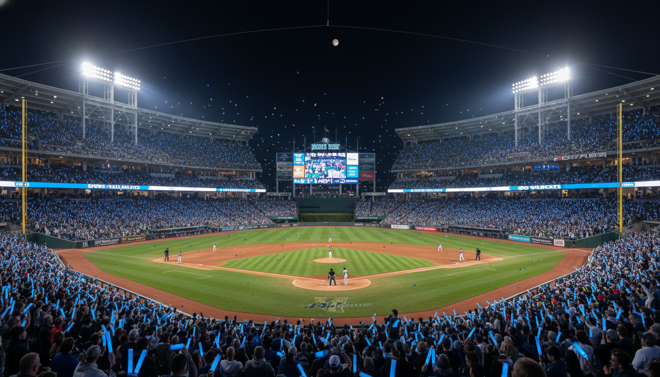 2026 프로야구 시즌, 뜨거운 열기로 가득 찬 잠실 야구장의 야간 경기 풍경