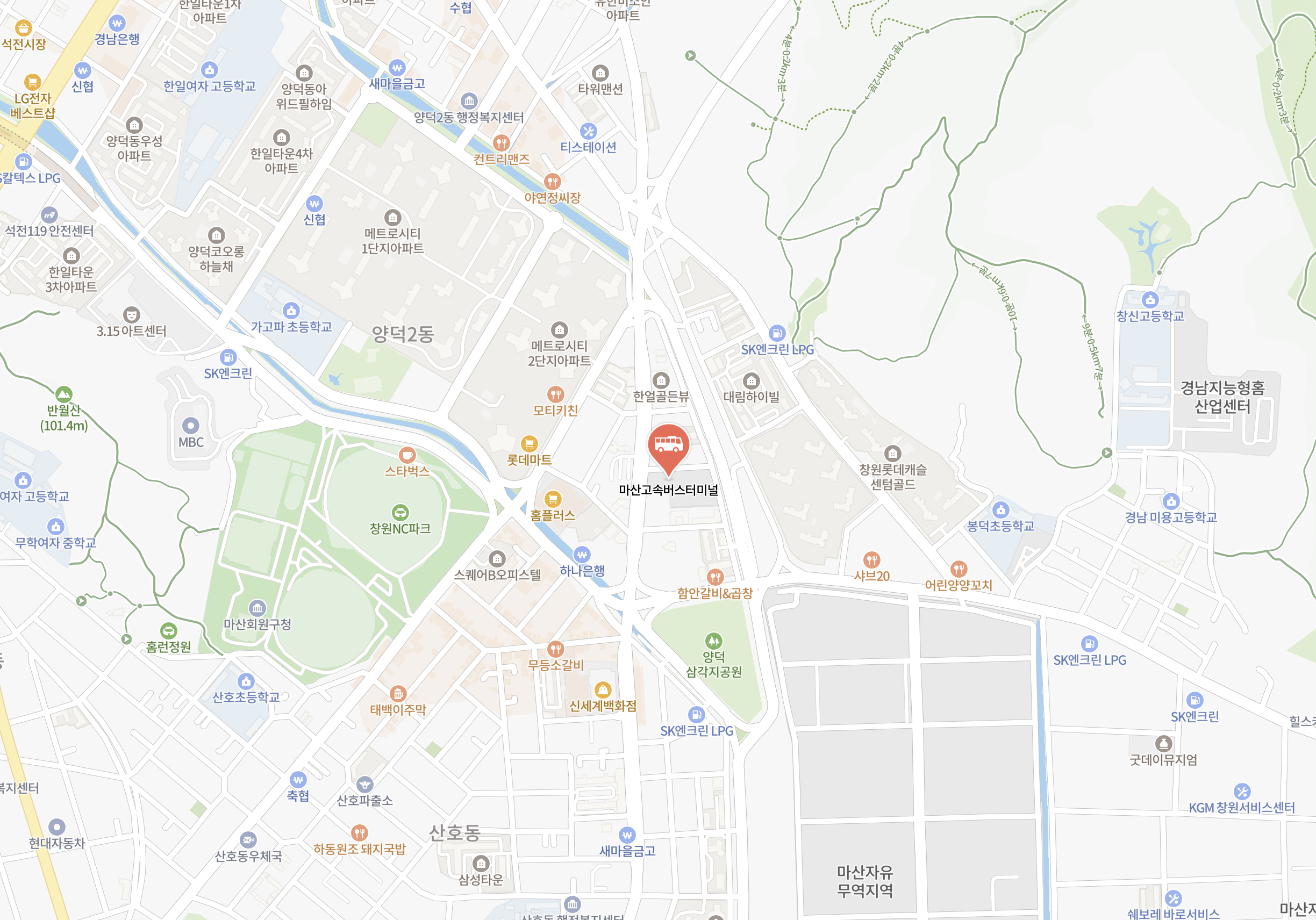 마산고속버스터미널 시간표 조회 및 예매하기