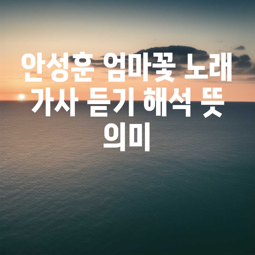 안성훈 엄마꽃 노래 가사 듣기 해석 뜻 의미