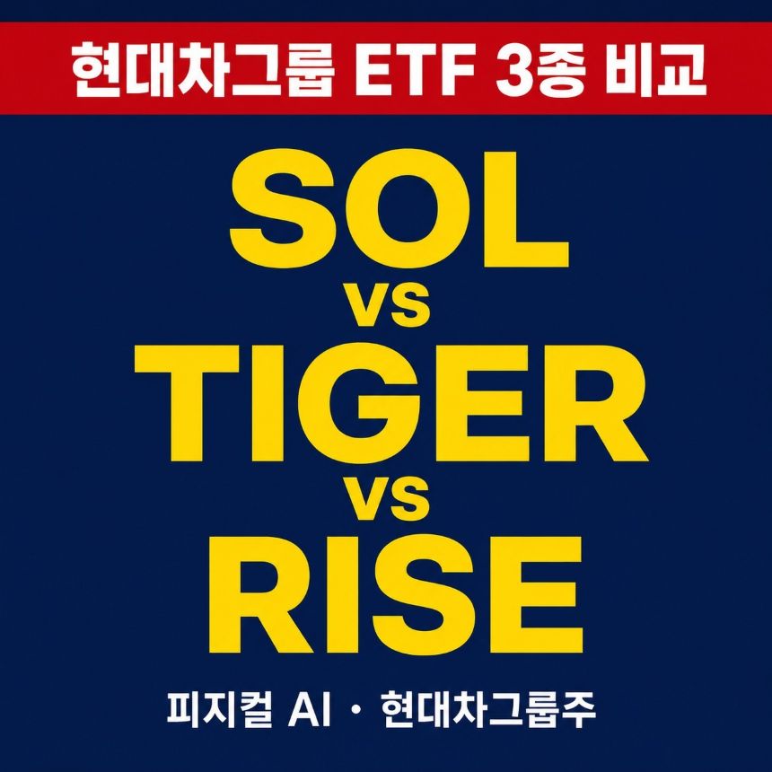 현대차그룹 ETF 3종 비교 - SOL 자동차TOP3플러스 vs TIGER 현대차그룹플러스 vs RISE 현대차고정피지컬AI 썸네일