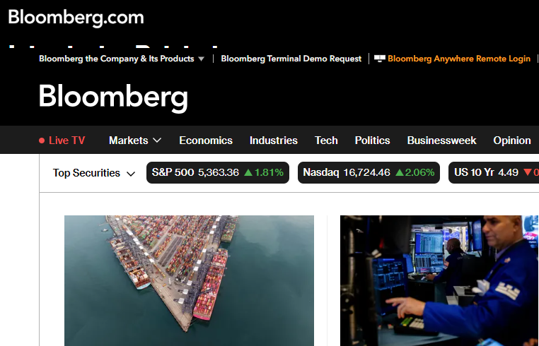 블룸버그 홈페이지