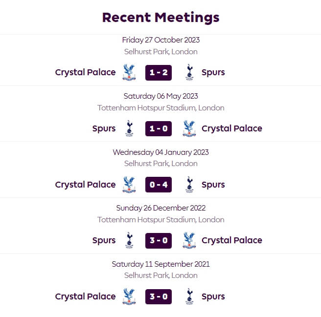 크리스탈팰리스대 경기전력