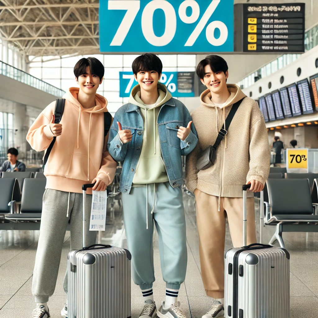 즐겁게 웃으며 여행을 떠나는 남자셋