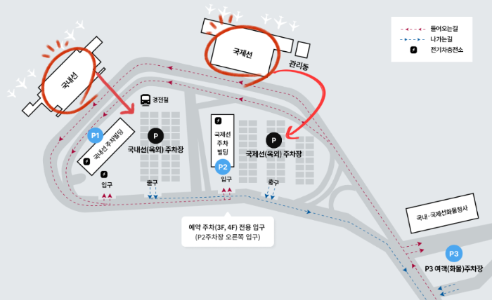 김해공항 주차장, 김해공항 주차장 위치, 김해공항 주차장 약도