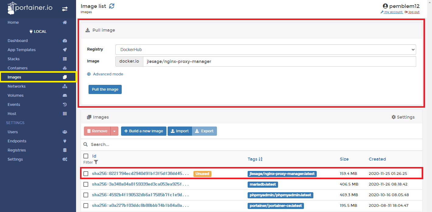 nginx proxy manager 이미지 다운로드