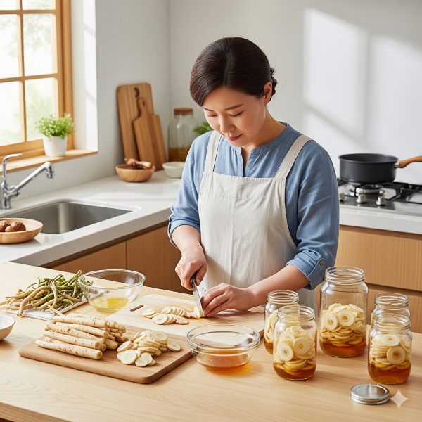 배도라지청 만드는 여성/gemini