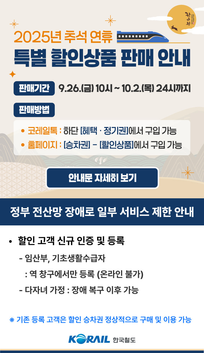 "놓치면 손해!!!2025년 추석열차 페이백 이벤트 총정리: 반값 할인 + 최대 33만 원 환급!"