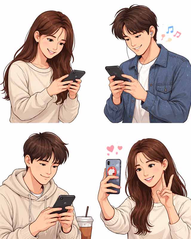 스마트폰 하는 모습