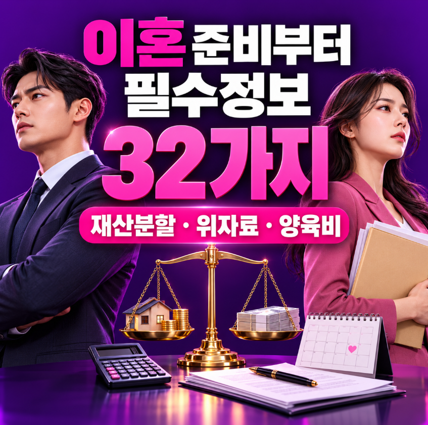 이혼 준비부터 재산분할·위자료·양육비까지|이혼 필수정보 32가지 총정리